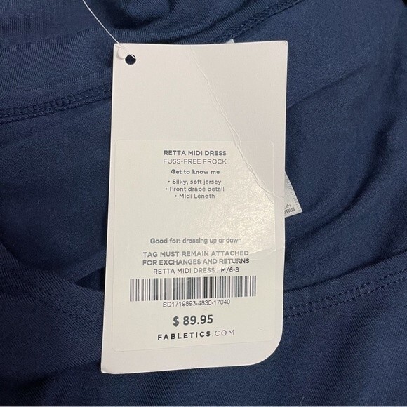 Fabletics Active Retta Navy Blue Sleeveless Midi Dress Women’s Size Medium NWT - Picture 9 of 11
